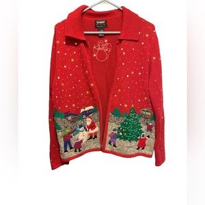 Designers Original Studio‎ FA LA LA Christmas woven cardigan sweater size small